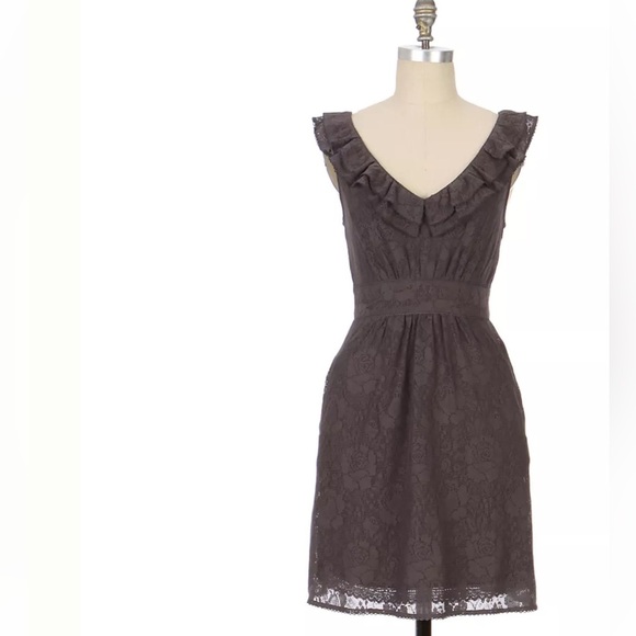 Anthropologie Maeve Gray Dusky Needlework Dress - Picture 1 of 6